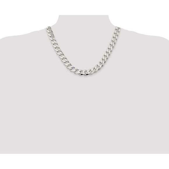 Men's 13mm Sterling Silver Solid Curb Chain Necklace, 20 Inch